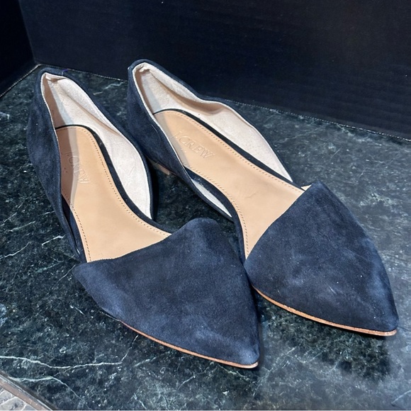 Black Leather J Crew Pointed Toe Flats Size 8 Fairycore Minimalist Career Work - Picture 2 of 10